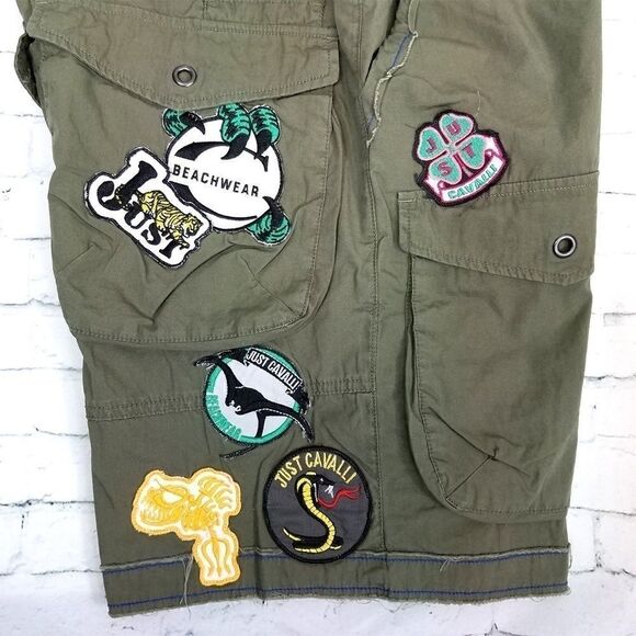 New Just Cavalli Men Khaki Shorts 2 Front 2 Flap Pockets Hiking Trunks US S, XS - Picture 4 of 6